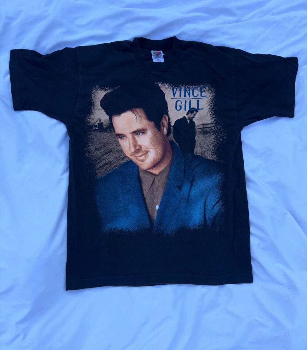 Vintage Single Stitch 1990s Vince Gill Double Sided‎ Concert Tour T-Shirt